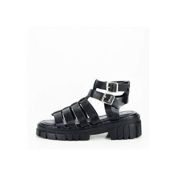 Sandale negre cu talpa groasa N75-6 132 14887