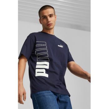 Tricou de bumbac cu imprimeu logo supradimensionat Power