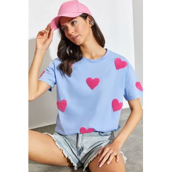 Tricou din bumbac cu model inima