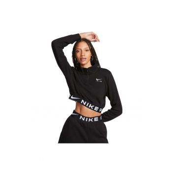 Bluza sport crop cu fermoar scurt si logo