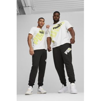 Pantaloni de trening cu imprimeu logo si snur in talie Power