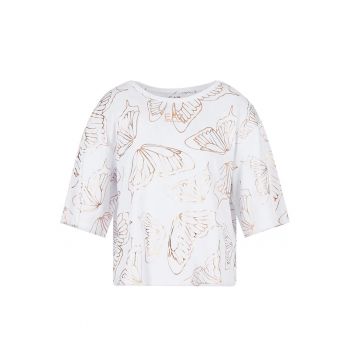 Tricou  W Crop Tee Allover Print - 3RTT16-TJDZZ-2100 - Femei - Alb