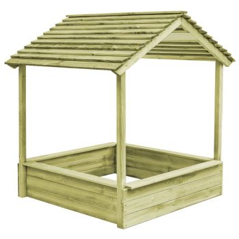 Gossi casa de joaca si groapa de nisip, 128x120x145 cm, lemn de pin
