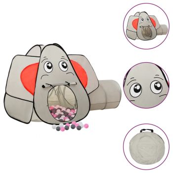 Gossi cort de joaca elefant pentru copii 250 bile, gri, 174x86x101 cm