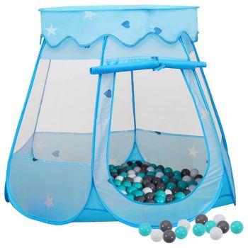 Gossi cort de joaca pentru copii cu 250 bile, albastru, 102x102x82 cm