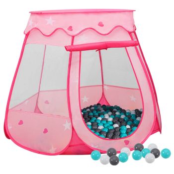 Gossi cort de joaca pentru copii cu 250 bile, roz, 102x102x82 cm