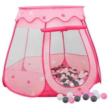 Gossi cort de joaca pentru copii cu 250 bile, roz, 102x102x82 cm