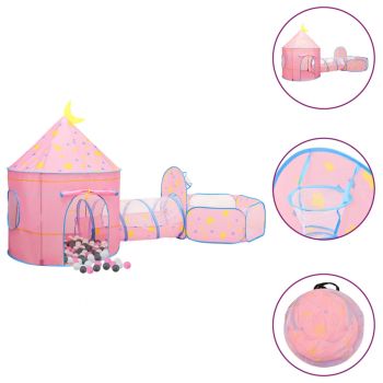 Gossi cort de joaca pentru copii cu 250 bile, roz, 301x120x128 cm