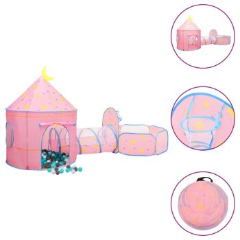 Gossi cort de joaca pentru copii cu 250 bile, roz, 301x120x128 cm