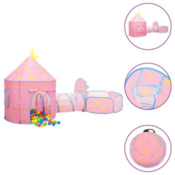 Gossi cort de joaca pentru copii cu 250 bile, roz, 301x120x128 cm