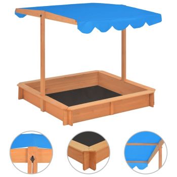 Gossi cutie de nisip cu acoperis ajustabil, 115x115x115 cm, lemn brad