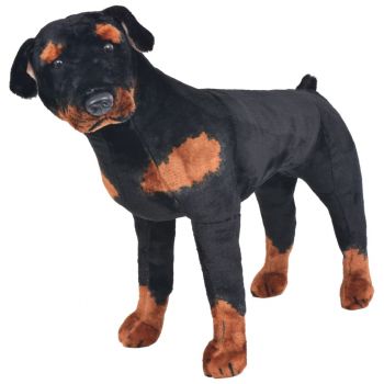Gossi jucarie de plus caine rottweiler, negru si maro, xxl