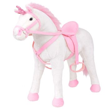 Gossi jucarie unicorn din plus in picioare, alb si roz, xxl