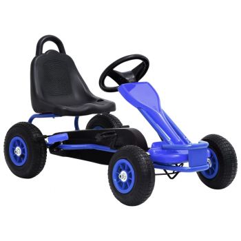 Gossi masinuta kart cu pedale si roti pneumatice, albastru
