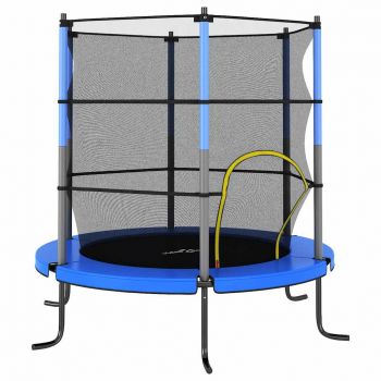 Gossi trambulina cu plasa de siguranta, albastru, 140x160cm, rotund
