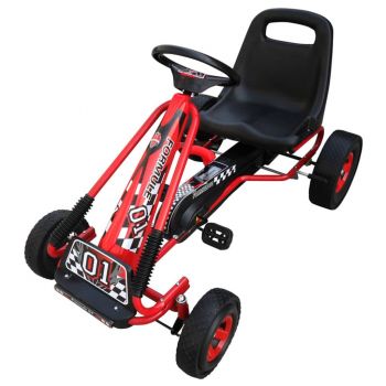 Kart copii cu pedale si scaun reglabil rosu