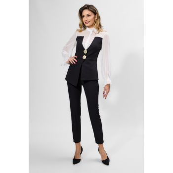 Set elegant format din pantaloni si bluza Amadeo Bicolor