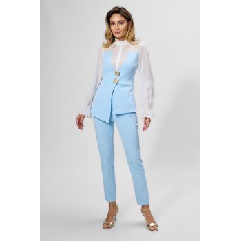Set elegant format din pantaloni si bluza Amadeo Bleu
