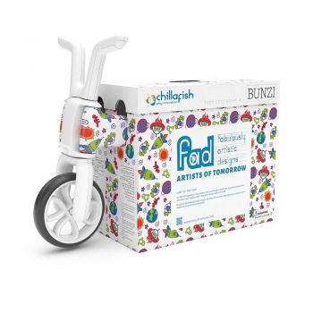 Tricicleta pentru copii Chillafish Bunzi Monsters 2 in 1 transformabila in bicicleta fara pedale, scaun usor reglabil, roti din cauciuc sintetic, spatiu depozitare jucarii, greutate admisa 25 kg