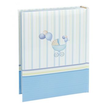 Album foto baby born book, 100 fotografii 10x15 cm, coperta personalizabila, spatiu notite culoare albastru