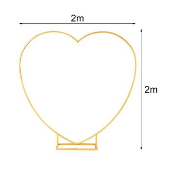 Arcada metalica in forma de inima, decor evenimente, 2 x 2 m, auriu