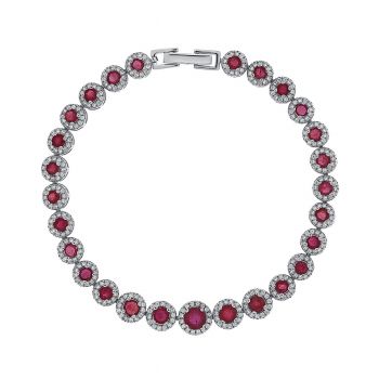 Bratara din argint cu rubin și cubic zirconia