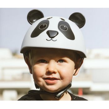 Casca protectie pentru copii Hudora Panda, crem negru, marimea 48-52