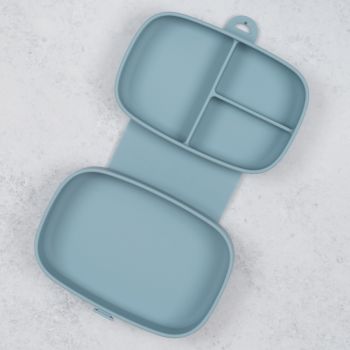 Caserola compartimentata din silicon cu ventuza AppeKids Magic Box Aqua Blue