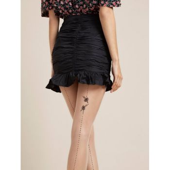 Ciorapi pudra cu dunga neagra punctata Fiore Virna 20 den