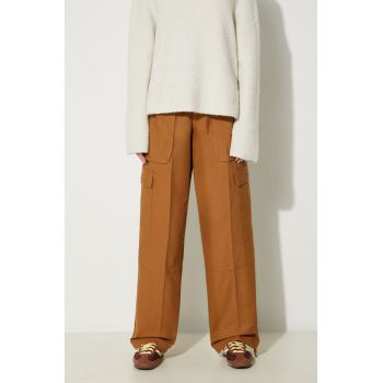 Columbia pantaloni Brea Falls femei, culoarea maro, lat, high waist, 2086041
