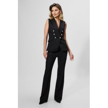 Costum elegant format din vesta si pantaloni Tavio Negru