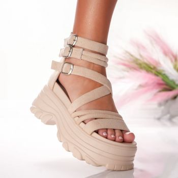 Ghete Dama cu Platforma - 5WL17 Beige