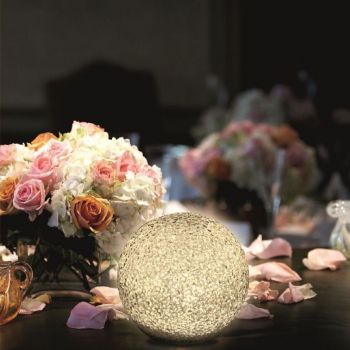 Glob luminos pentru decor, 2 led-uri cu lumina calda, 15 cm, alimentare baterii