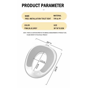Reductor WC pentru copii Little Mom Grey, design ergonomic, antiderapant, cu suport de agatare, compatibilitate universala, pentru copii cu varsta pana la 7 ani, protectie impotriva stropilor