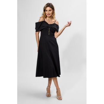 Rochie casual-eleganta cu model tip funda pe bust Sergia Neagra