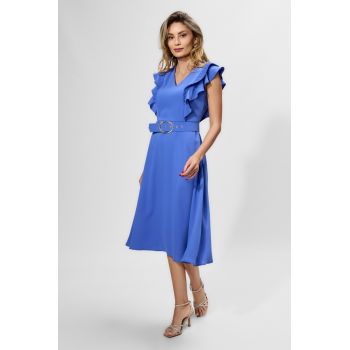 Rochie eleganta in clos cu volane Giuseppa Indigo