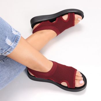 Sandale dama Fara toc Bordo din Textil Laren