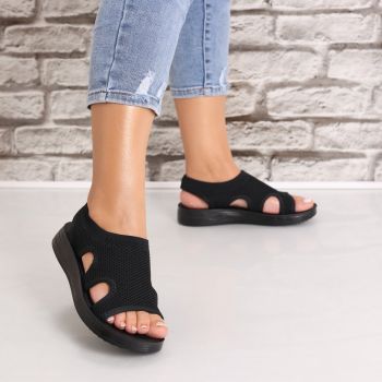 Sandale dama Fara toc Negre din Textil Laren
