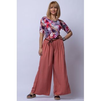 Tricou din vascoza cu imprimeu multicolor
