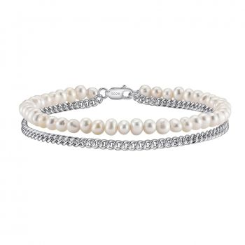 Bratara din argint 925 pentru dama, JW1556, model cu perle, placata cu rodiu