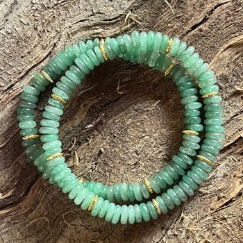 Bratara discuri aventurin si insertii aurii – 6x2 mm