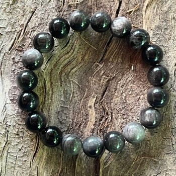 Bratara obsidian argintiu 10 mm