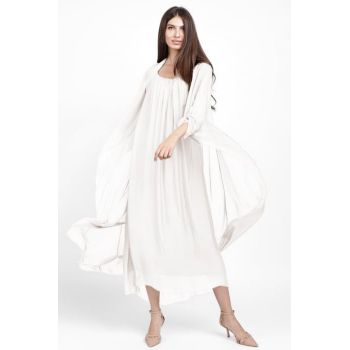 Compleu cu rochie si blazer din matase naturala, alb