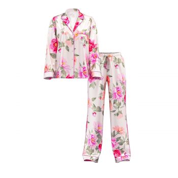 Glazed satin long pajama set  xl
