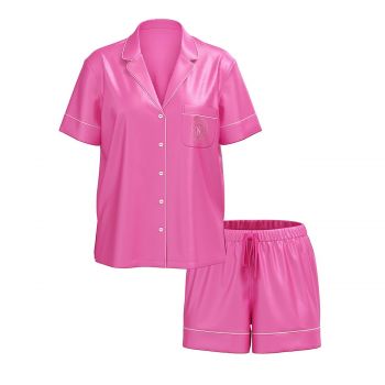 Glazed satin short pajama set xl