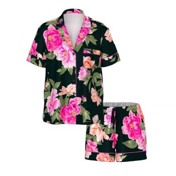 Glazed satin short pajama set xs