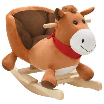 Gossi balansoar animal, cal, cu spatar, plus, 60 x 32 x 50 cm, maro