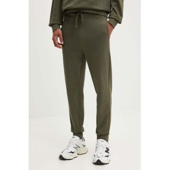 HUGO pantaloni de trening din bumbac culoarea verde, neted, 50489617