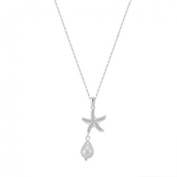 Lantisor argint 925, JW1539, model stea de mare, placat cu rodiu
