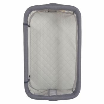 Patut Co-Sleeper Cangaroo Aura Grey 88x56 cm cu laterala culisanta, Saltea cu baza ferma si husa detasabila, Functie anti reflux, 7 nivele de reglare a inaltimii, 4 Roti cu frana,recomandat de la nastere pana la 9 kg